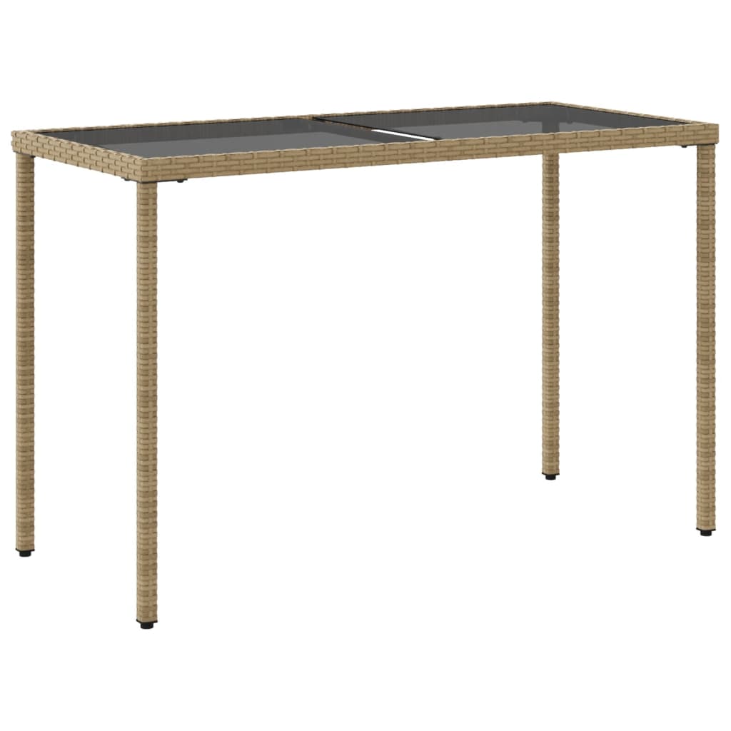 vidaXL Garden Table with Glass Top Beige 115x54x74 cm Poly Rattan 6