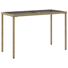 vidaXL Garden Table with Glass Top Beige 115x54x74 cm Poly Rattan 6