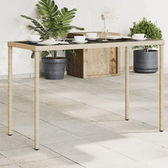 vidaXL Garden Table with Glass Top Beige 115x54x74 cm Poly Rattan 1