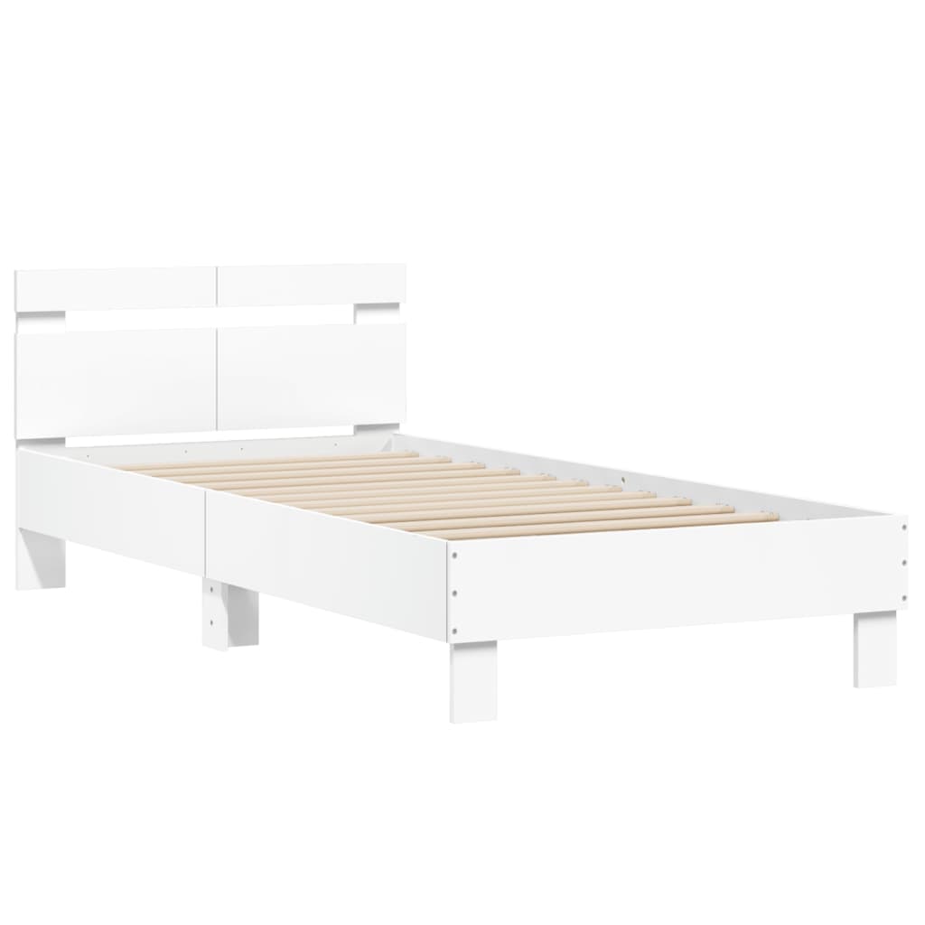 Bed Frame 98.5 x 200 cm Engineered Wood Width 100 cm White