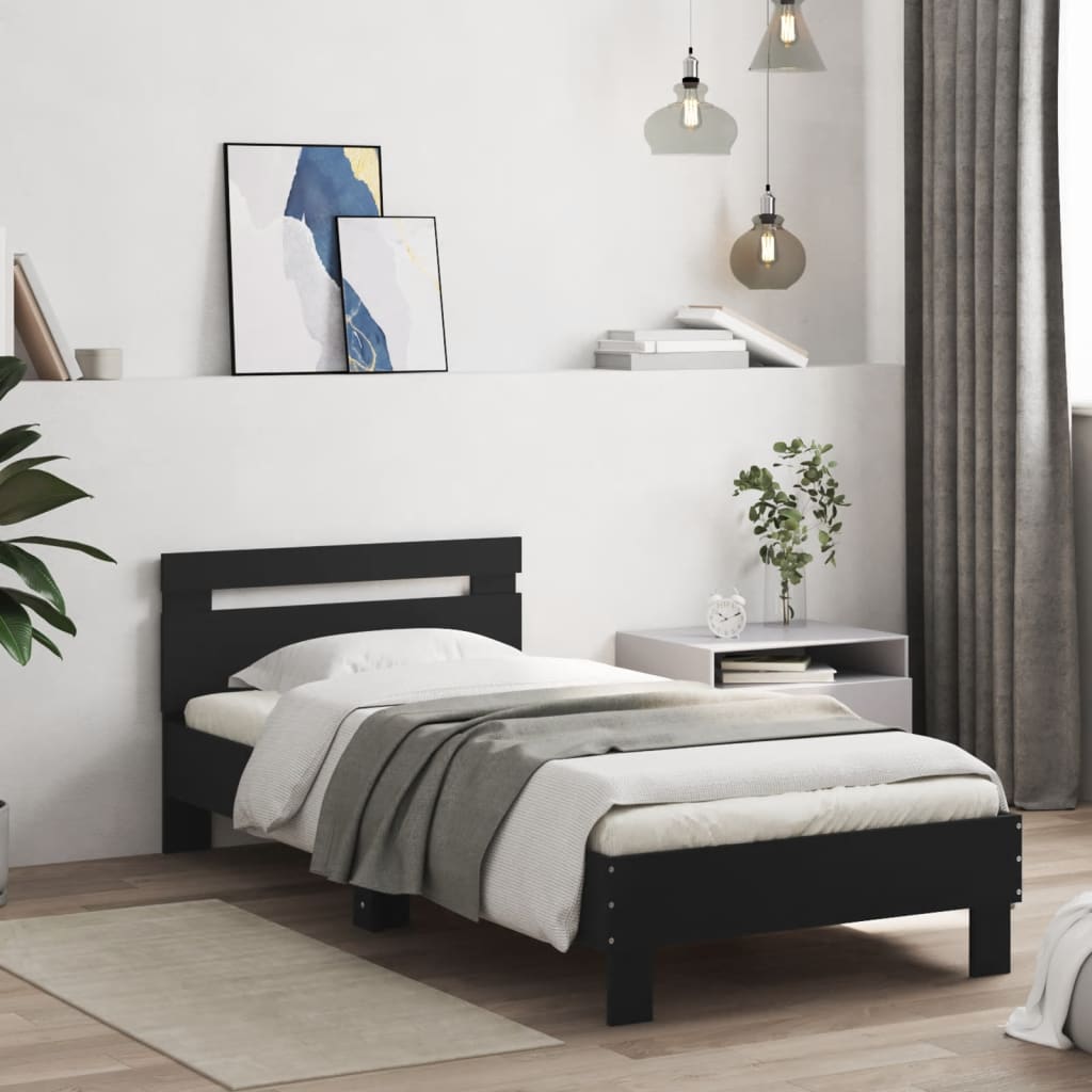 Bed Frame without Mattress with Headboard 75x190 cm Black