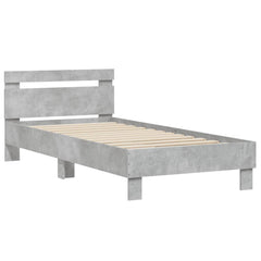 vidaXL Bed Frame without Mattress with Headboard Concrete Grey 75x190 cm Small Single 3