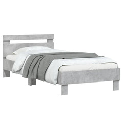 vidaXL Bed Frame without Mattress with Headboard Concrete Grey 75x190 cm Small Single 4