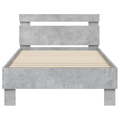vidaXL Bed Frame without Mattress with Headboard Concrete Grey 75x190 cm Small Single 5