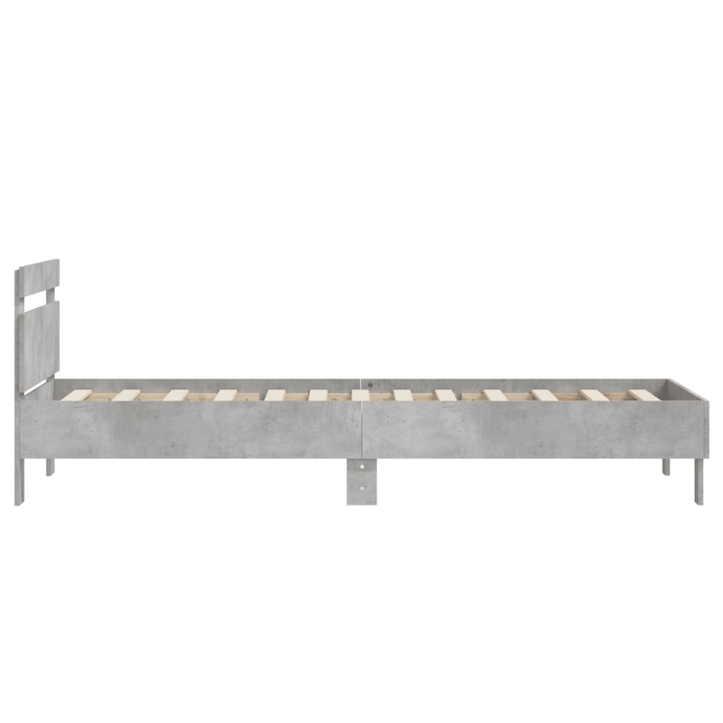 vidaXL Bed Frame without Mattress with Headboard Concrete Grey 75x190 cm Small Single 6