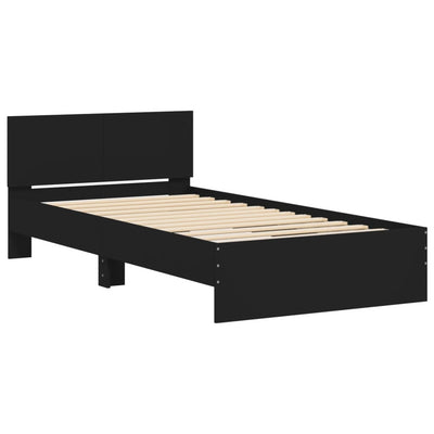 Bed Frame with Headboard Black 100x200 cm Engineered wood