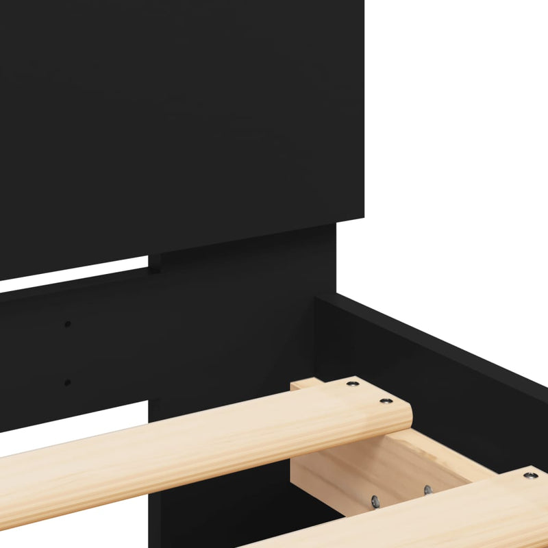 Bed Frame with Headboard Black 100x200 cm Engineered wood