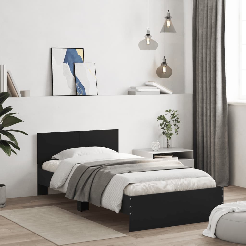 Bed Frame without Mattress Black 100 x 200 cm