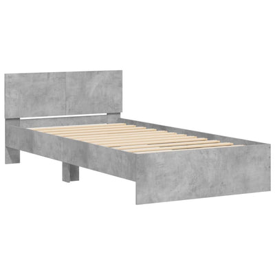 Bed Frame with Headboard Concrete Grey 100x200 cm Engineered wood