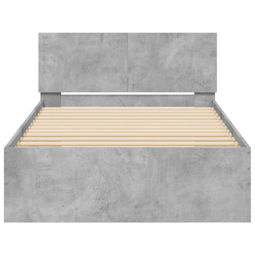 vidaXL Bed Frame without Mattress with Headboard Concrete Grey 100x200 cm 5