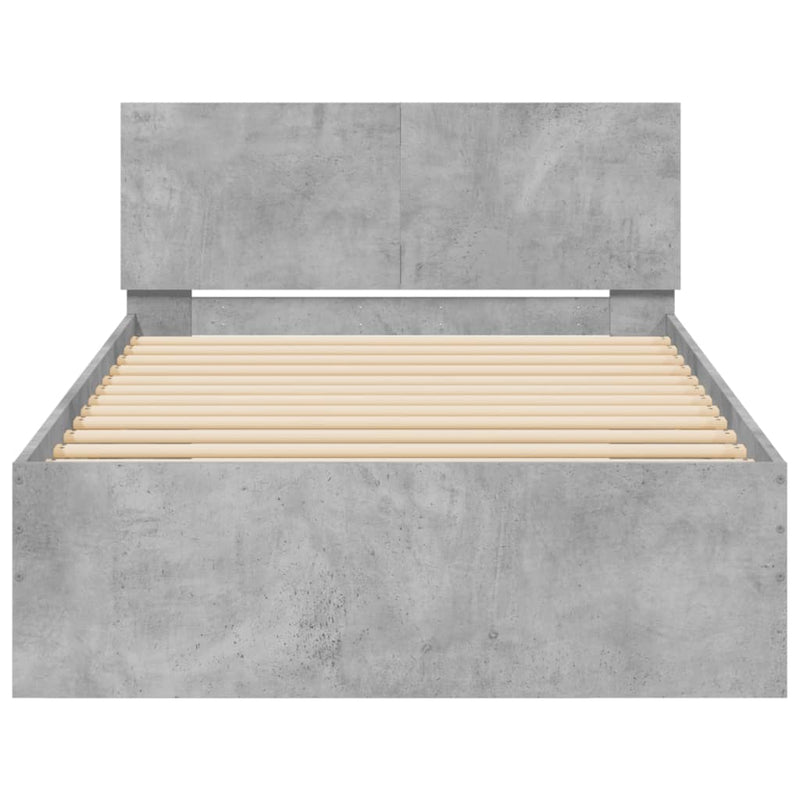 Bed Frame with Headboard Concrete Grey 100x200 cm Engineered wood