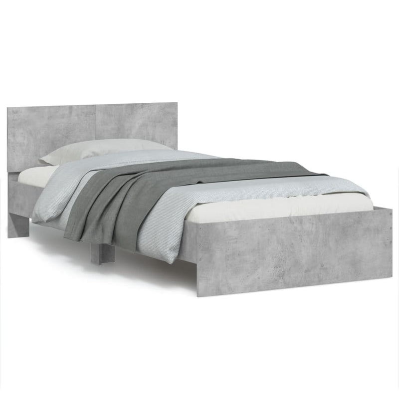 Bed Frame with Headboard Concrete Grey 100x200 cm Engineered wood