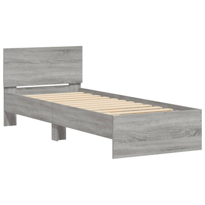 Bed Frame with Headboard Grey Sonoma 90x190 cm Single Engineered wood