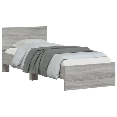 Bed Frame with Headboard Grey Sonoma 90x190 cm Single Engineered wood