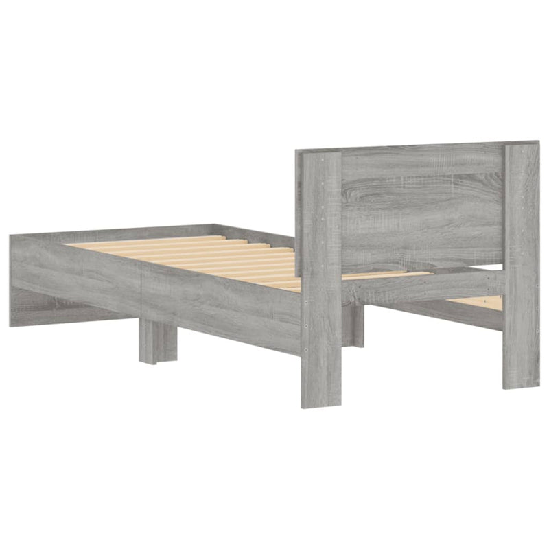 Bed Frame with Headboard Grey Sonoma 90x190 cm Single Engineered wood