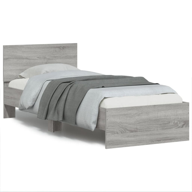 Bed Frame with Headboard Grey Sonoma 90x190 cm Single Engineered wood