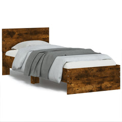 vidaXL Bed Frame without Mattress with Headboard Smoked Oak 75x190 cm Small Single 2