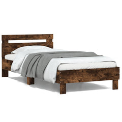 Bed Frame with LED without Mattress Smoked Oak 100 x 200 cm