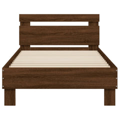 Bed Frame with LED without Mattress Brown Oak 90 x 200 cm