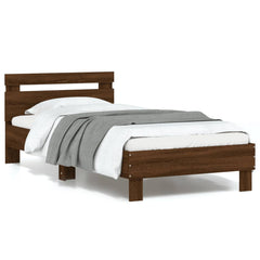 Bed Frame with LED without Mattress Brown Oak 90 x 200 cm