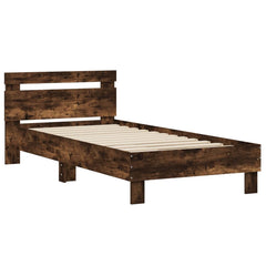 vidaXL Bed Frame without Mattress with LED Lights Smoked Oak 75x190 cm Small Single 6