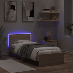 vidaXL Bed Frame without Mattress with LED Lights Sonoma Oak 90x200 cm 4