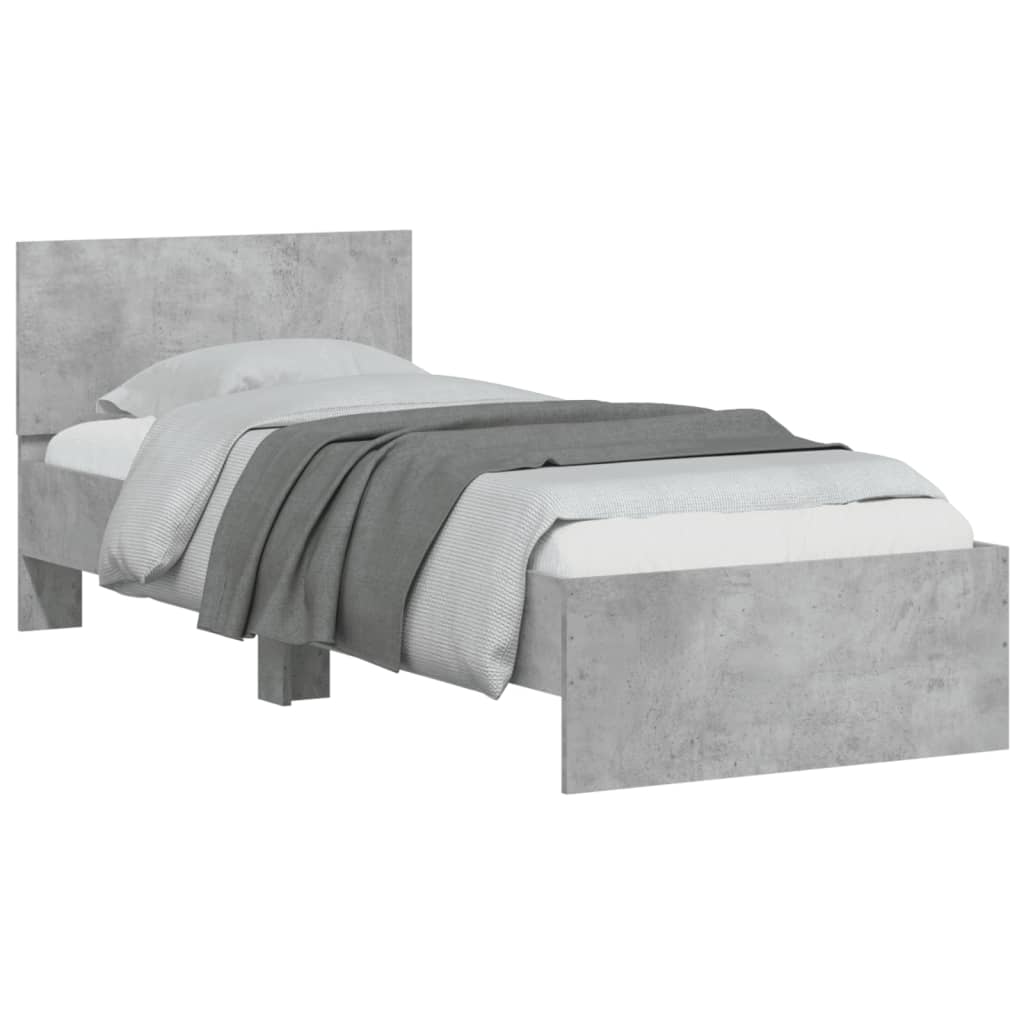 vidaXL Bed Frame without Mattress with LED Lights Concrete Grey 75x190 cm Small Single 6
