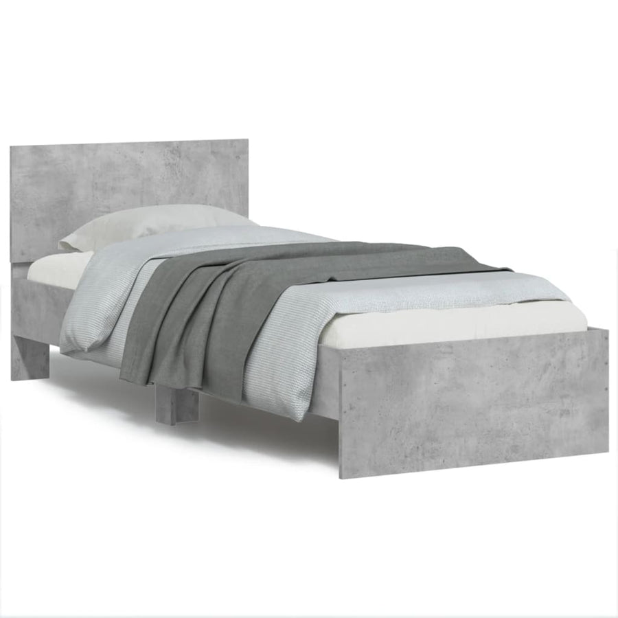 vidaXL Bed Frame without Mattress with LED Lights Concrete Grey 75x190 cm Small Single 1
