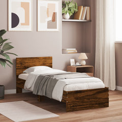 vidaXL Bed Frame without Mattress with LED Lights Smoked Oak 75x190 cm Small Single 4