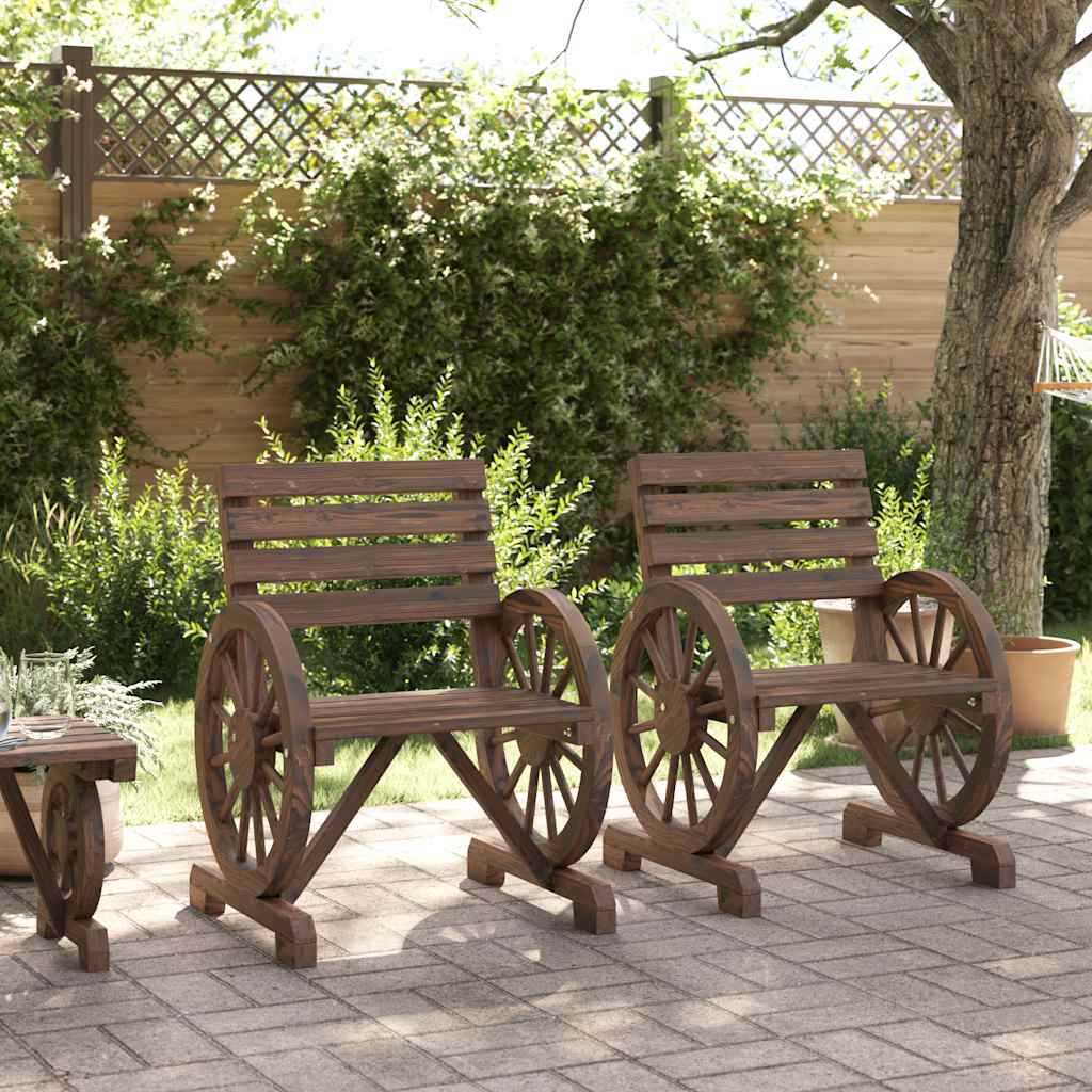 Garden Bench Solid Wood Fir Dark brown Chair 2