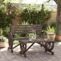Garden Bench Solid Wood Fir Dark brown Chair and table 2