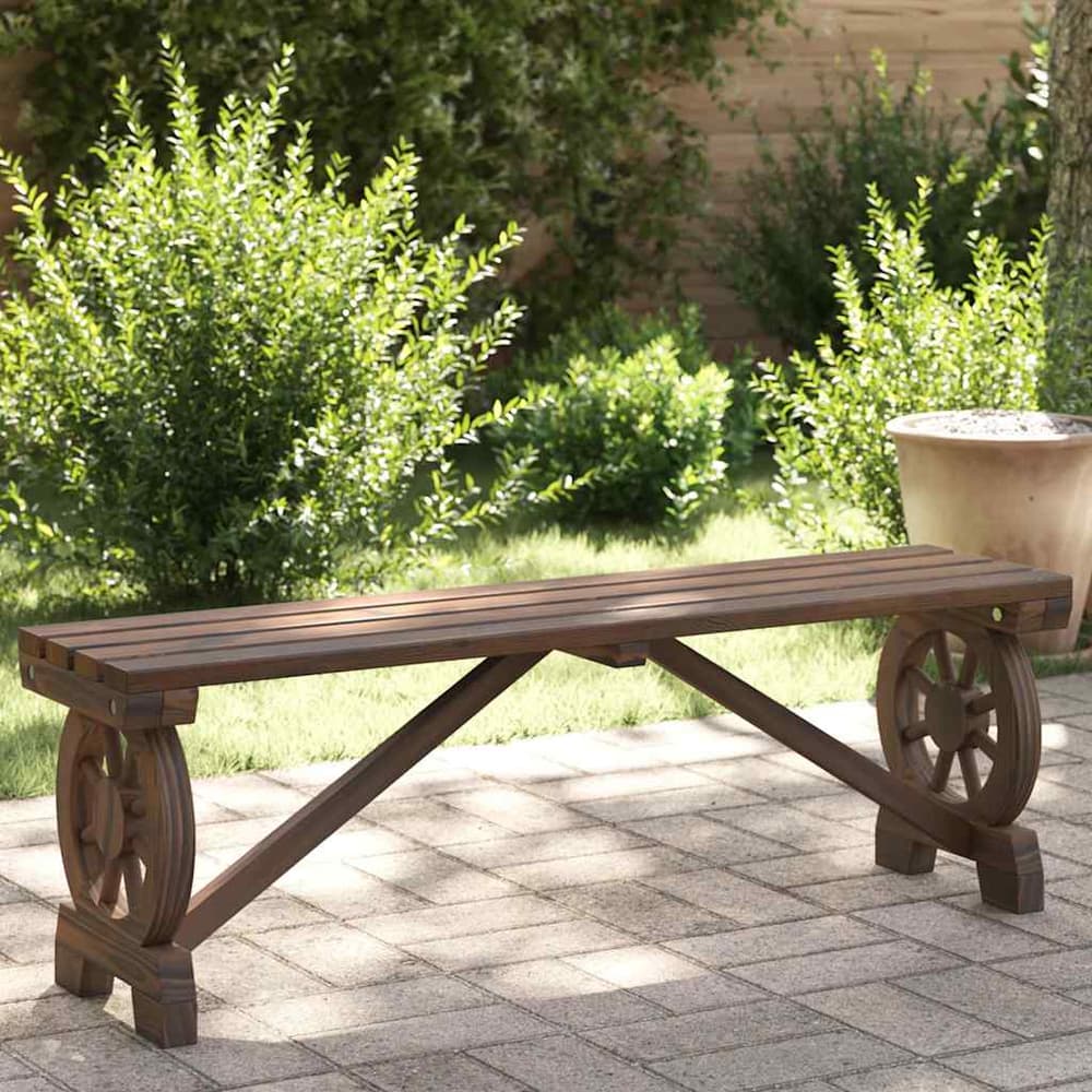 Garden Bench Solid Wood Fir Dark brown 115 cm