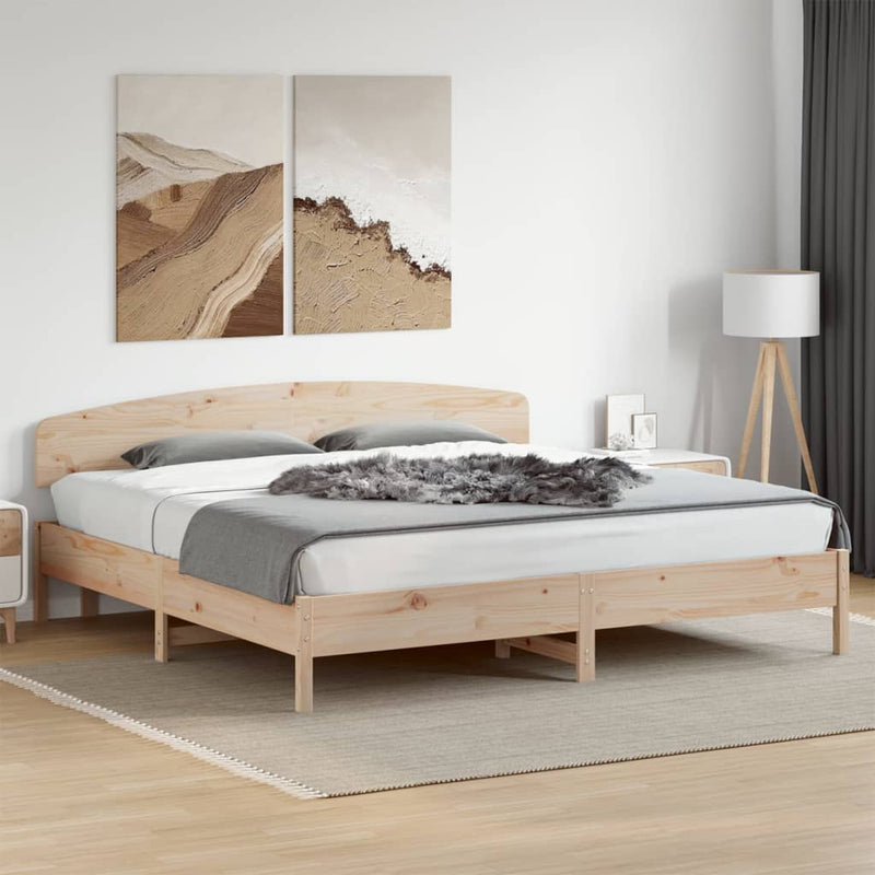 Bed Frame with Headboard 200x200 cm Solid Wood Pine