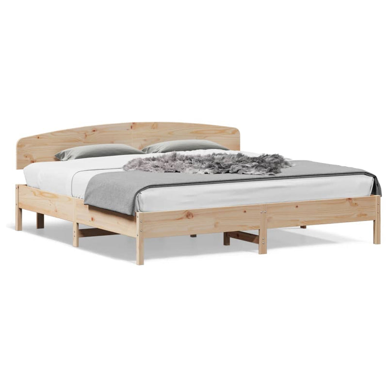 Bed Frame with Headboard 200x200 cm Solid Wood Pine