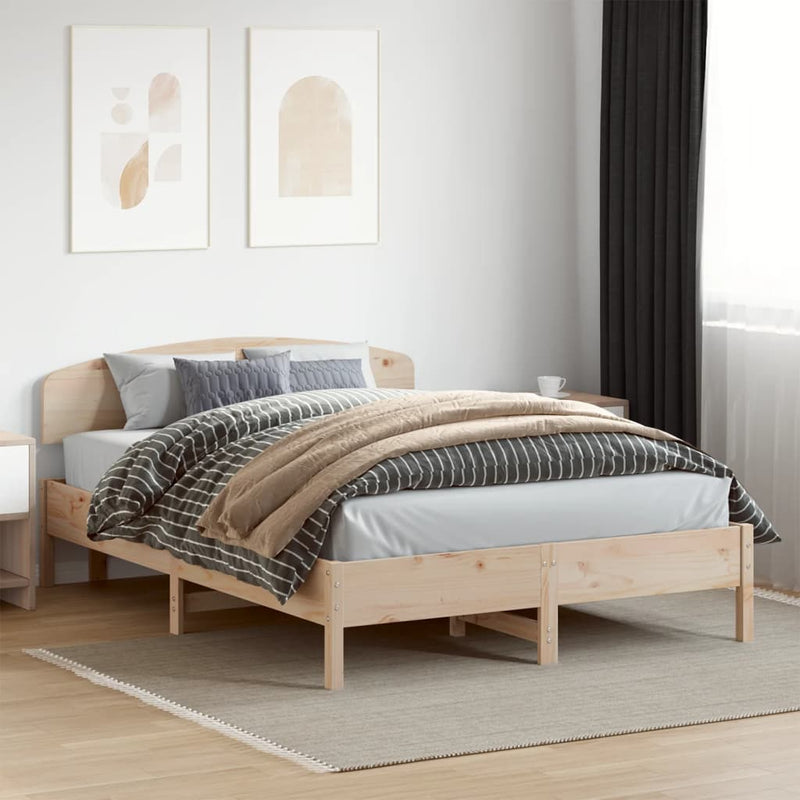 Bed Frame with Headboard 160x200 cm Solid Wood Pine