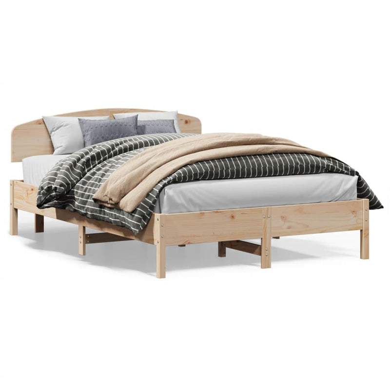 Bed Frame with Headboard 140x200 cm Solid Wood Pine