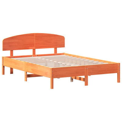 Bed Frame with Headboard Wax Brown 120x200 cm Solid Wood Pine