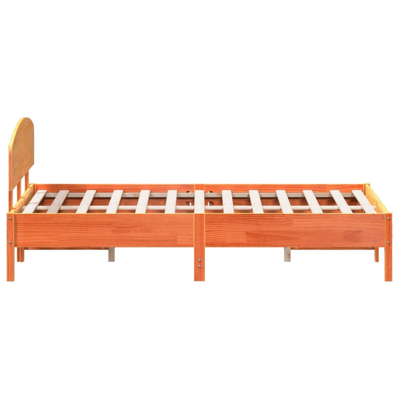 Bed Frame with Headboard Wax Brown 120x200 cm Solid Wood Pine