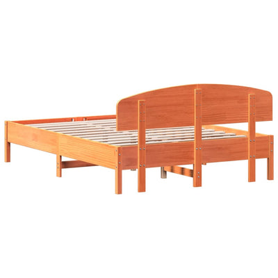 Bed Frame with Headboard Wax Brown 120x200 cm Solid Wood Pine