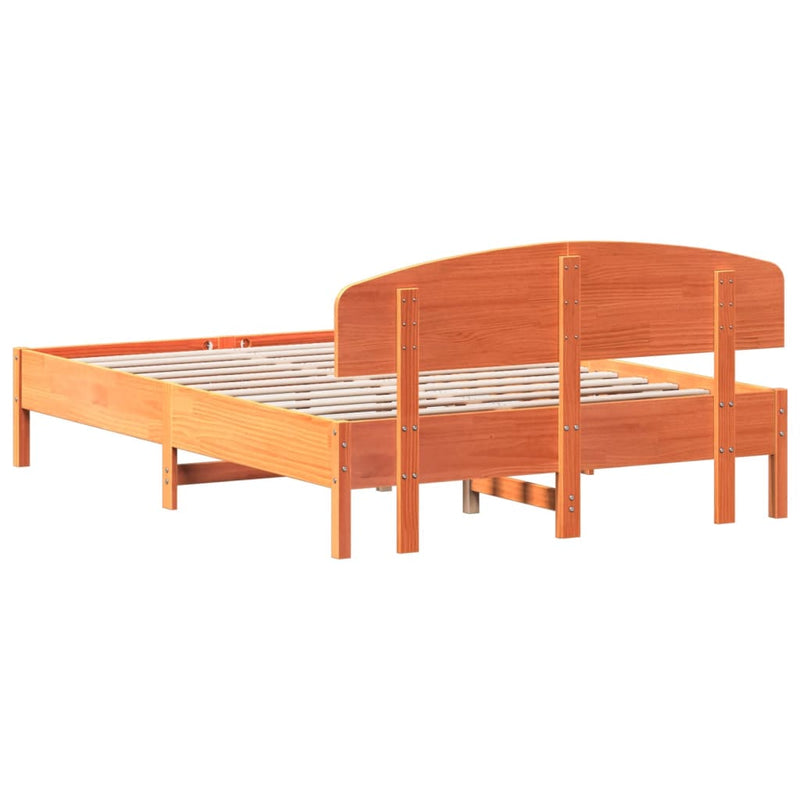 Bed Frame with Headboard Wax Brown 120x200 cm Solid Wood Pine