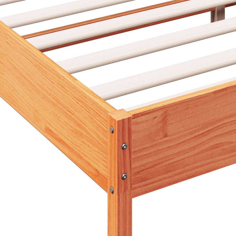 Bed Frame with Headboard Wax Brown 120x200 cm Solid Wood Pine