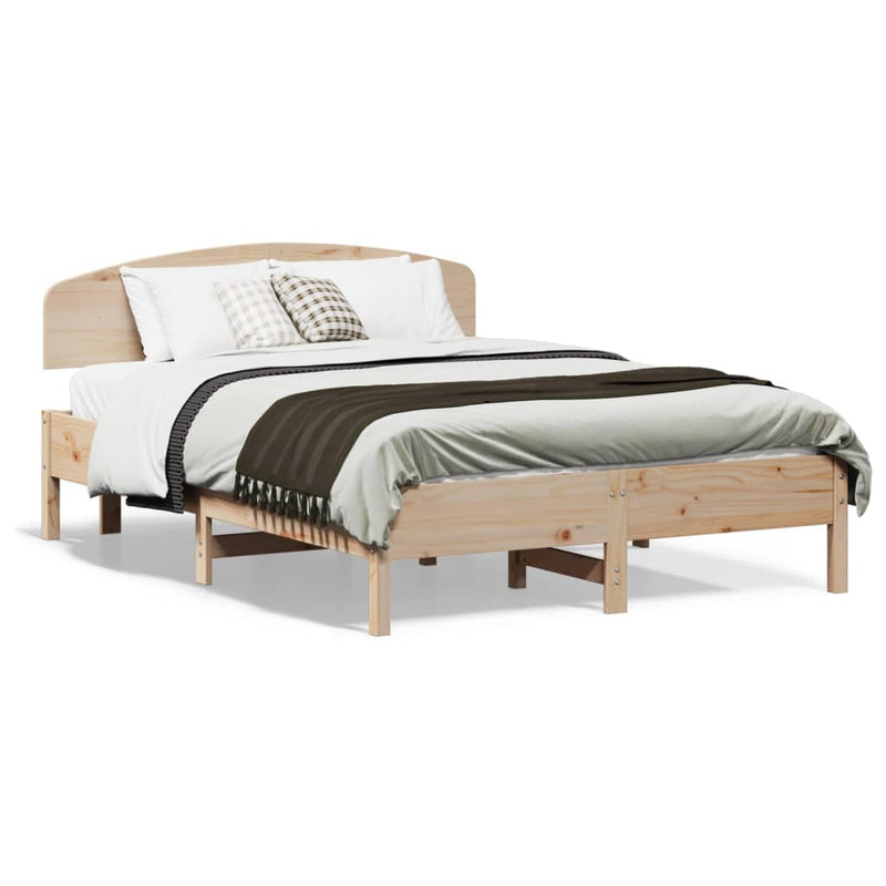 Bed Frame with Headboard 140x190 cm Solid Wood Pine