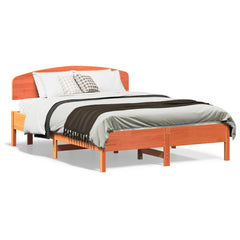 Bed Frame without Mattress Solid Wood Pine Length 190 cm Wax brown 135 cm