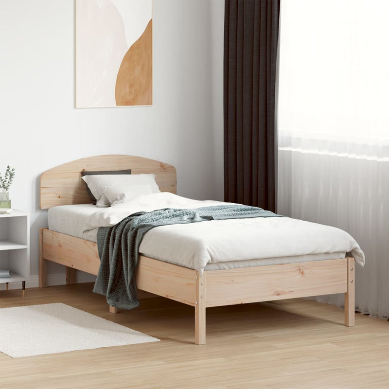 Bed Frame with Headboard 90x190 cm Sinlge Solid Wood Pine