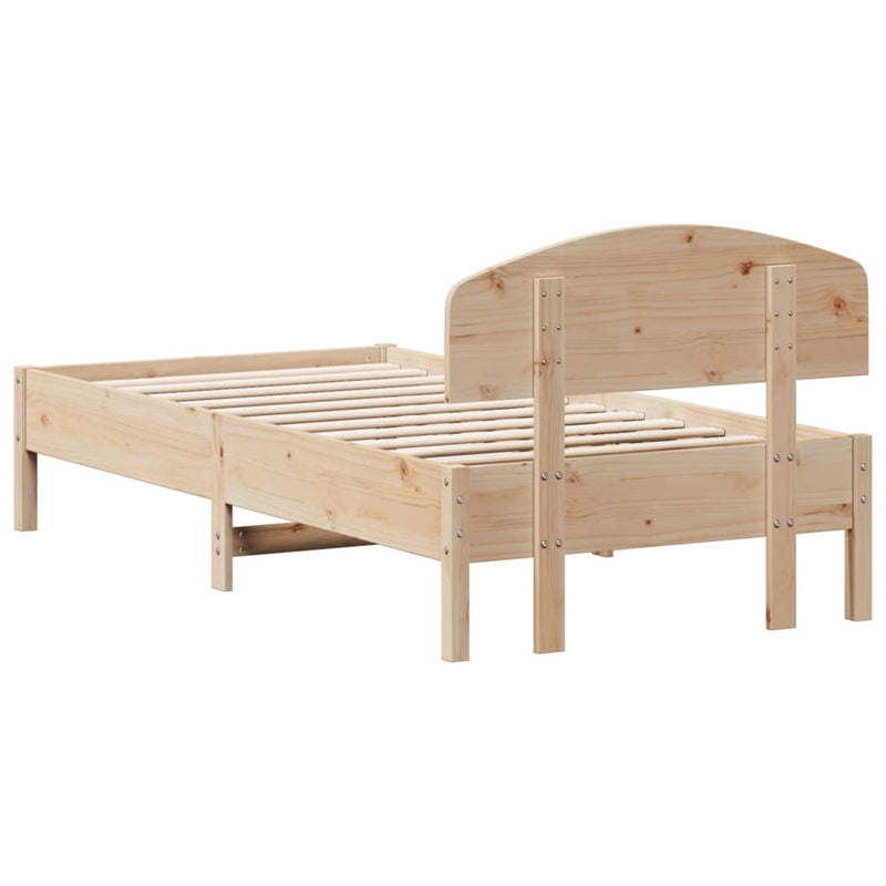 Bed Frame with Headboard 75x190 cm Small Sinlge Solid Wood Pine