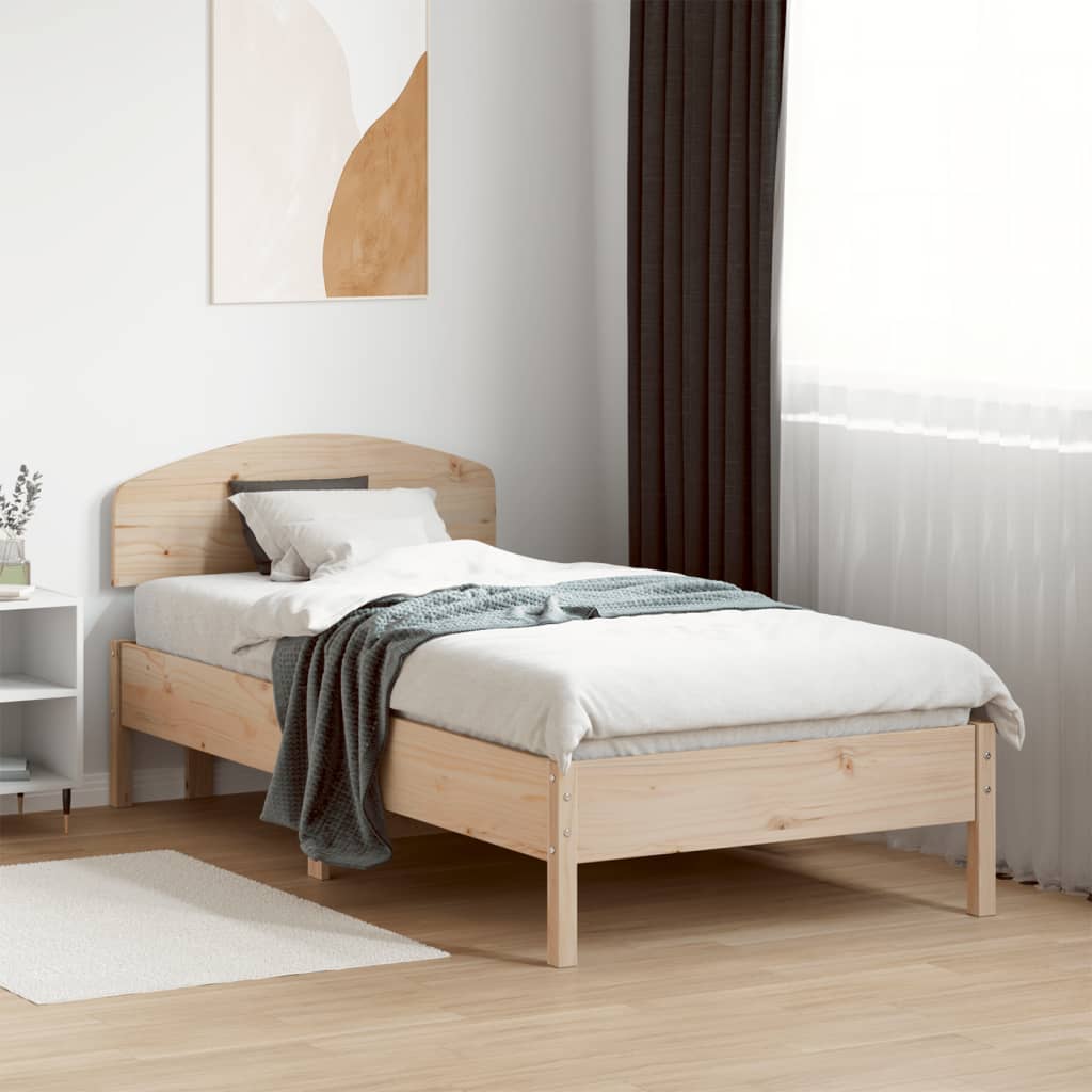Bed Frame without Mattress Solid Wood Pine Length 190 cm Natural 75 cm