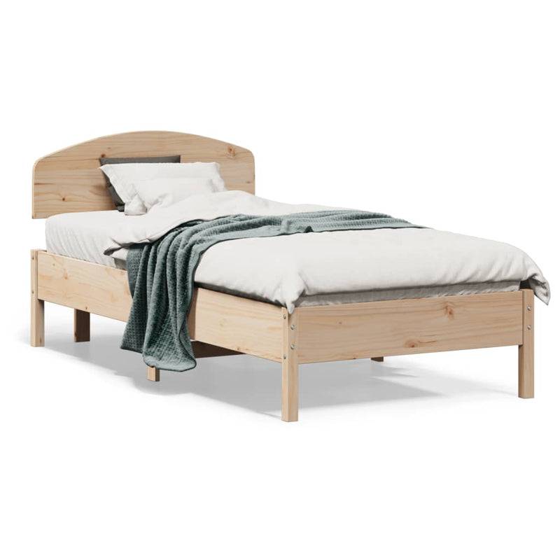 Bed Frame with Headboard 75x190 cm Small Sinlge Solid Wood Pine