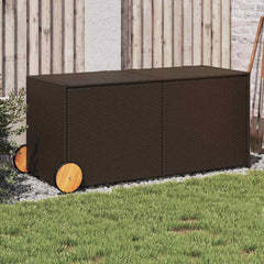 Garden Storage Box Poly Rattan Brown 127 x 55 x 56/59.5 cm
