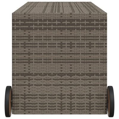 Garden Storage Box with Wheels Grey 283L Poly Rattan