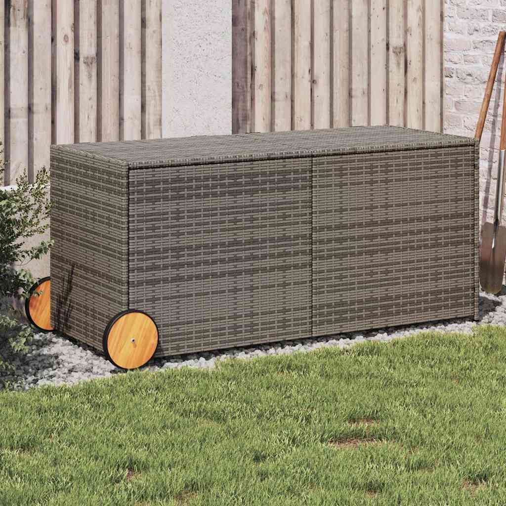 Garden Storage Box Poly Rattan Grey 127 x 55 x 56/59.5 cm